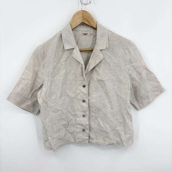 Faherty Shirt XSmall Summer Sands Linen Button Down Coastal Camp Fog Beach Boho - Picture 1 of 8